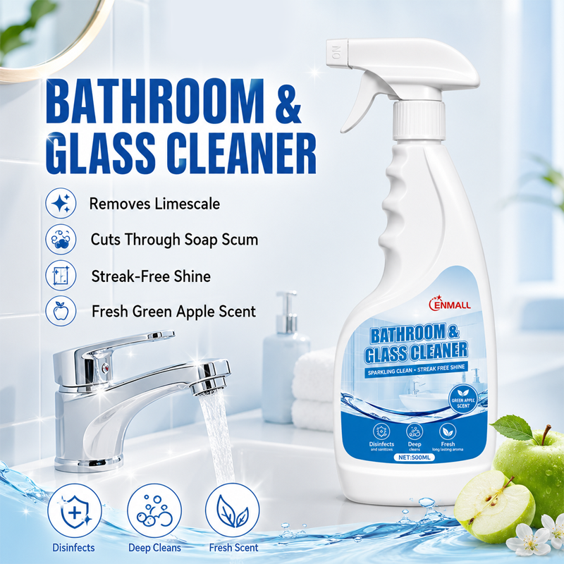 ENMALL 500Ml Magic Bathroom & Glass Cleaner ,Power Foaming Bathroom Cleaner, Multipurpose Cleaner For Showers,windows, Bathtubs, Sinks, with a fresh apple scent