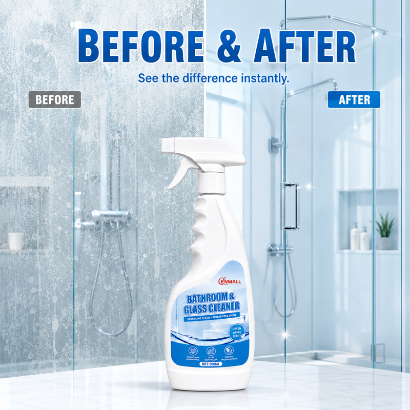 ENMALL 500Ml Magic Bathroom & Glass Cleaner ,Power Foaming Bathroom Cleaner, Multipurpose Cleaner For Showers,windows, Bathtubs, Sinks, with a fresh apple scent