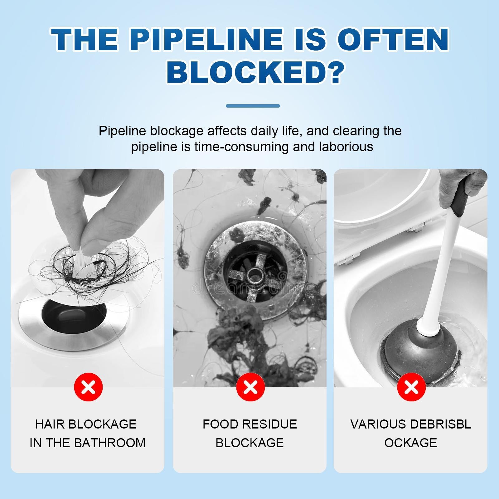 [Limited-time Promotion] ENMALL Powerful household safety grade oil pipe, drain cleaner,sewer, bathroom unblocker - dissolves blockages ,can be used in your home,from the kitchen sink to the washbasin,toilet,floor drain and so on